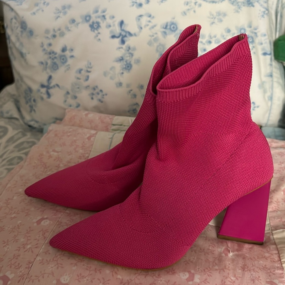 Schutz pull on sock bootie in hot pink